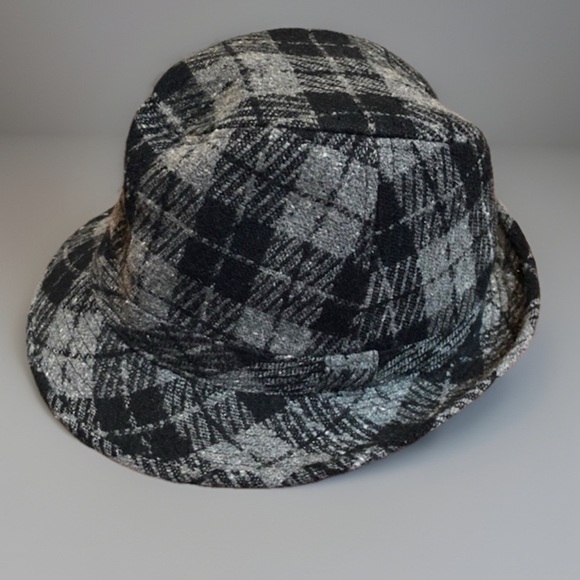 Gray Black Plaid URBAN CHIC Large Fedora Trilby Urban Gangster Hat OS